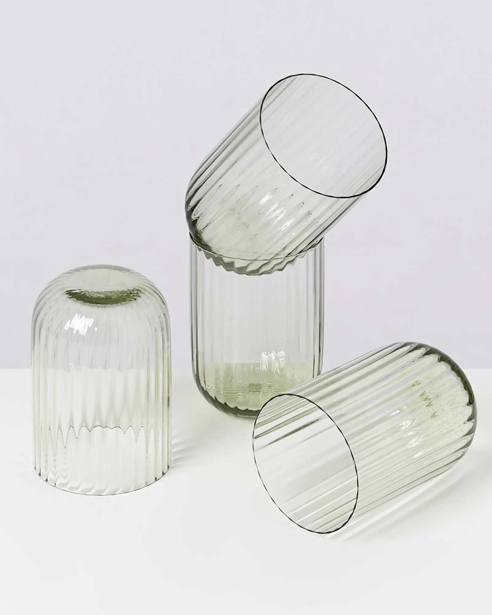 Joia Glas klein riffled smaragd 4er-Set - Image 2