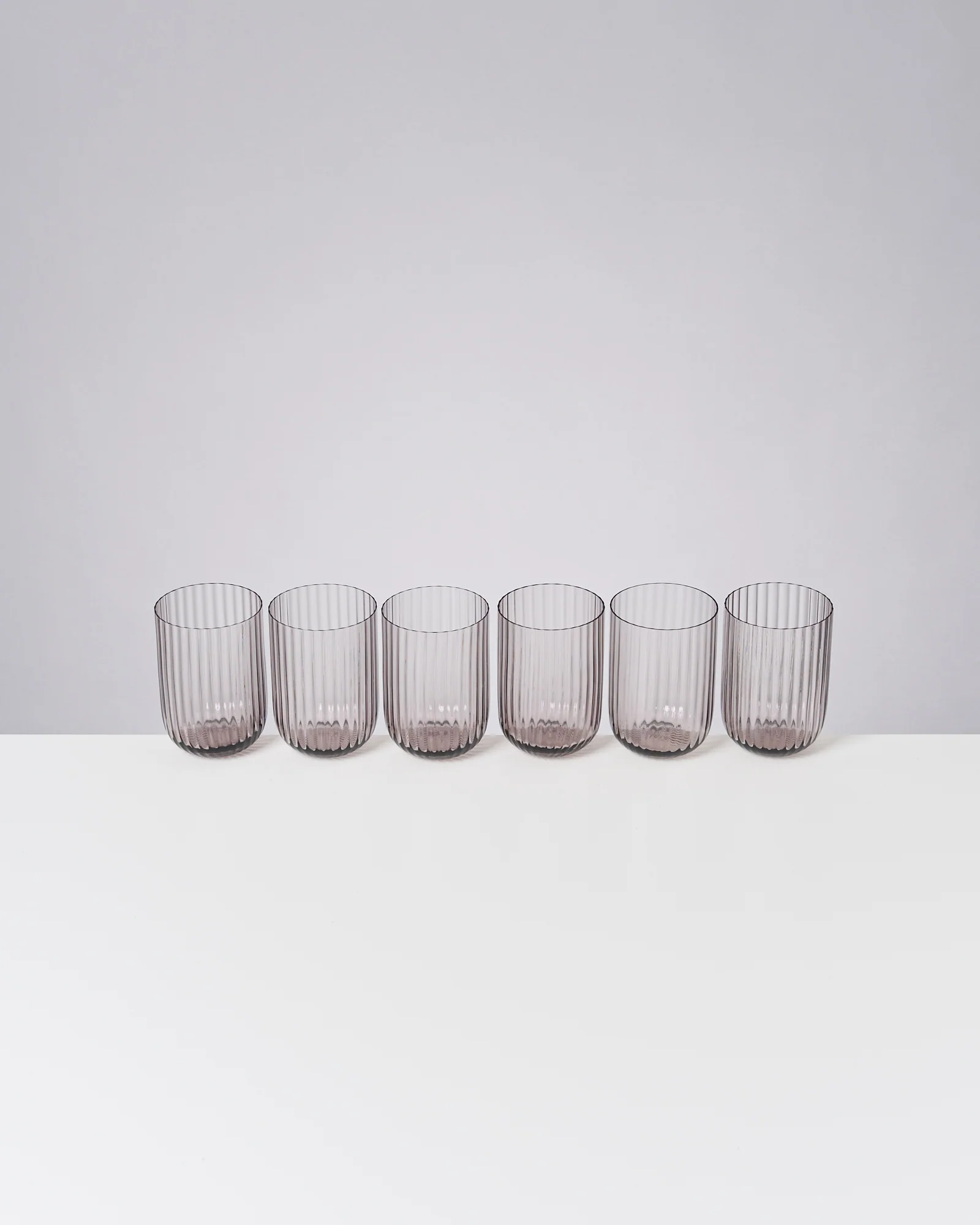 Joia Glas klein riffled grau 6er-Set