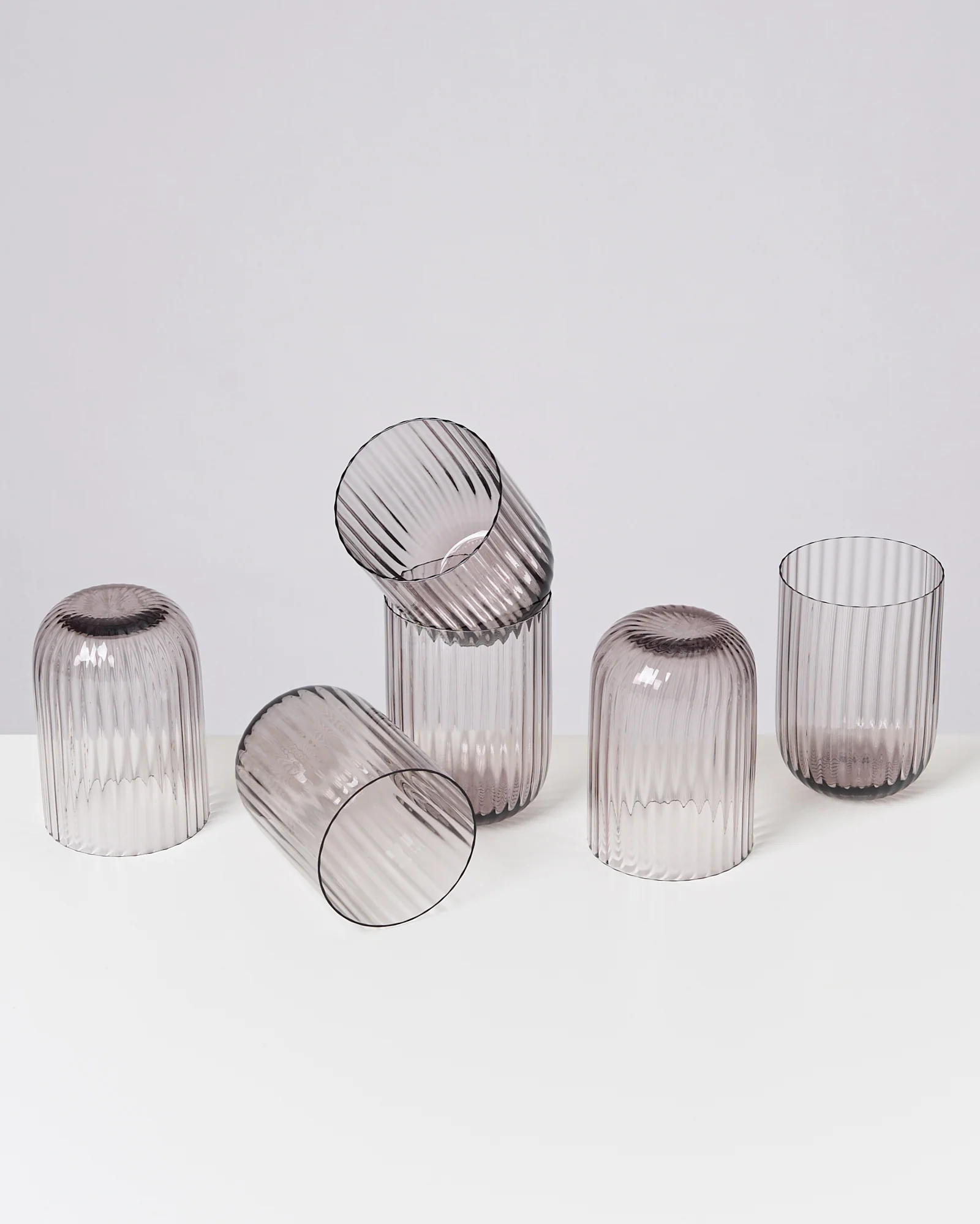 Joia Glas klein riffled grau 6er-Set - Image 2