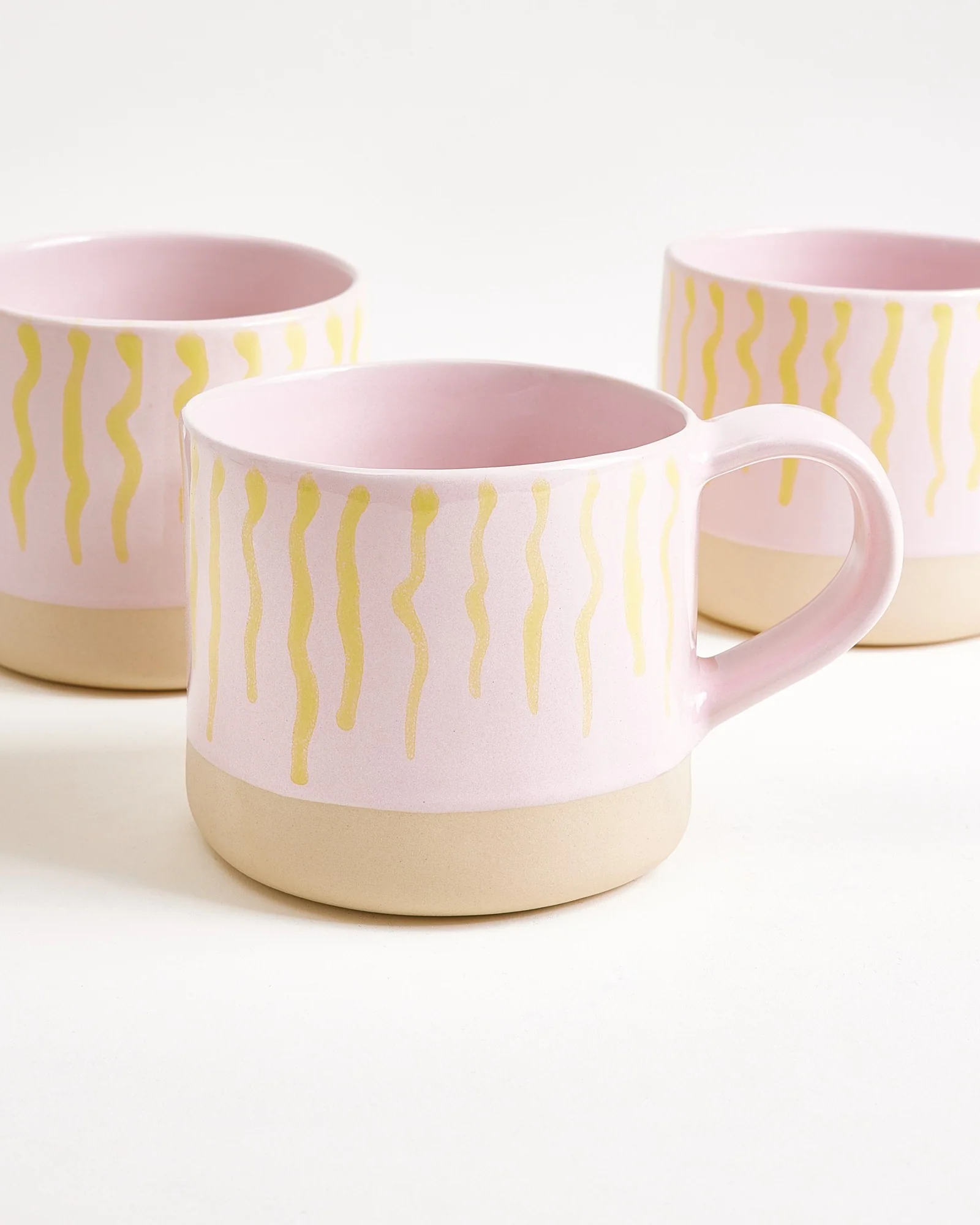 Nódoa Tasse groß gestreift rosa gelb 4er-Set - Image 2